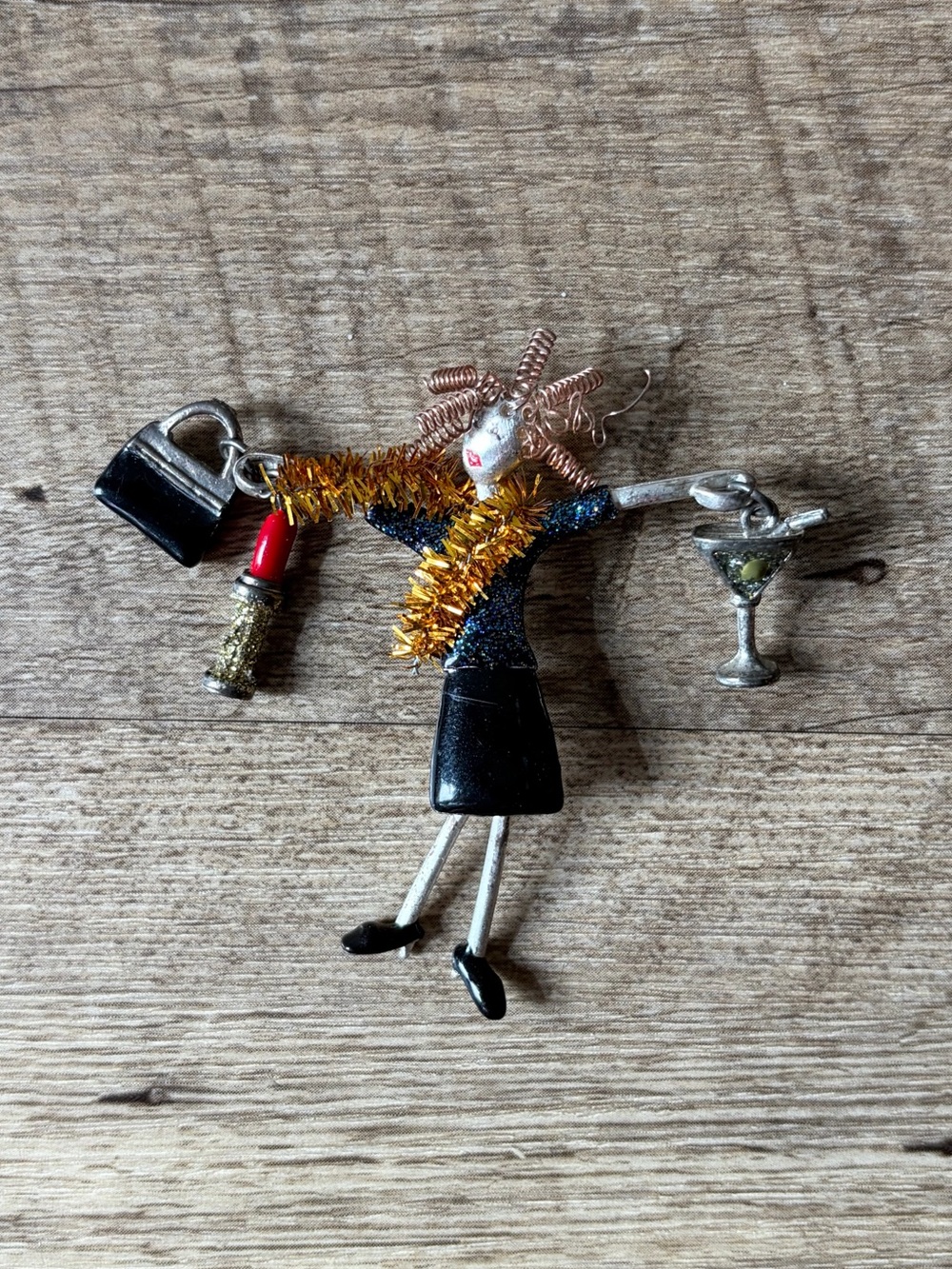Vintage Tanya Creations Glitzy Party Girl Brooch Costume Jewelry Whimsy